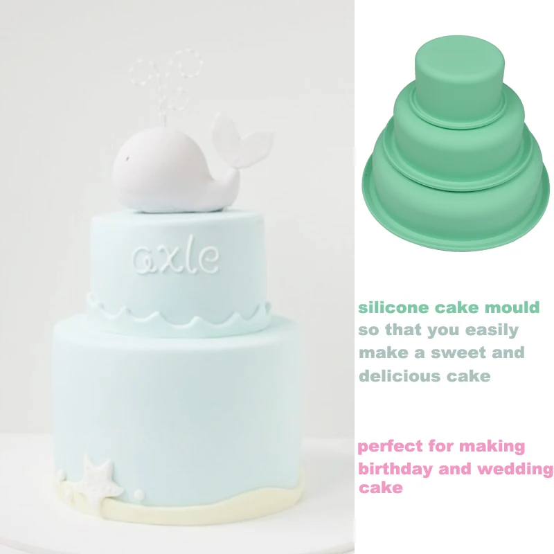 WALFOS Gražus Trijų sluoksnių Pyragas Silikono Minkštas Pyragas Pelėsių Torto Formos Bakingware Įrankis
