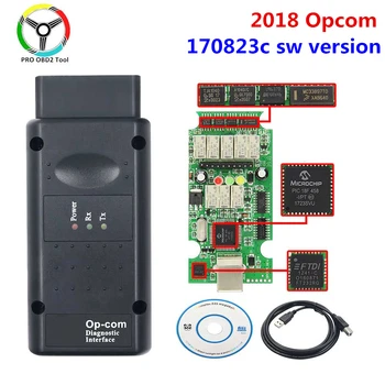 2018 OPCOM 170823c V1.95 firmware Opel OPCOM su PIC18f45 Chip OBDII Diagnostikos Įrankis OPCOM v1.95 v1.99 v1.70 Opcom