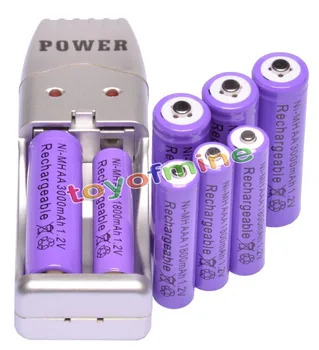 4x AA 3000mAh+4x AAA 1800mAh 1.2 V Įkraunamas Ni-MH Violetinė Baterija+USB Įkroviklis