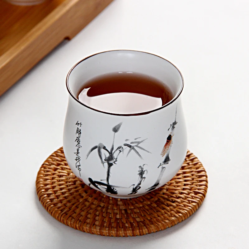 Kūrybos kinija dažai, tapyba patys puodeliai 160ml baltos keramikos vandens puodelį didelės talpos Japonijos Kung Fu Karalius arbatos puodelio nemokamas pristatymas