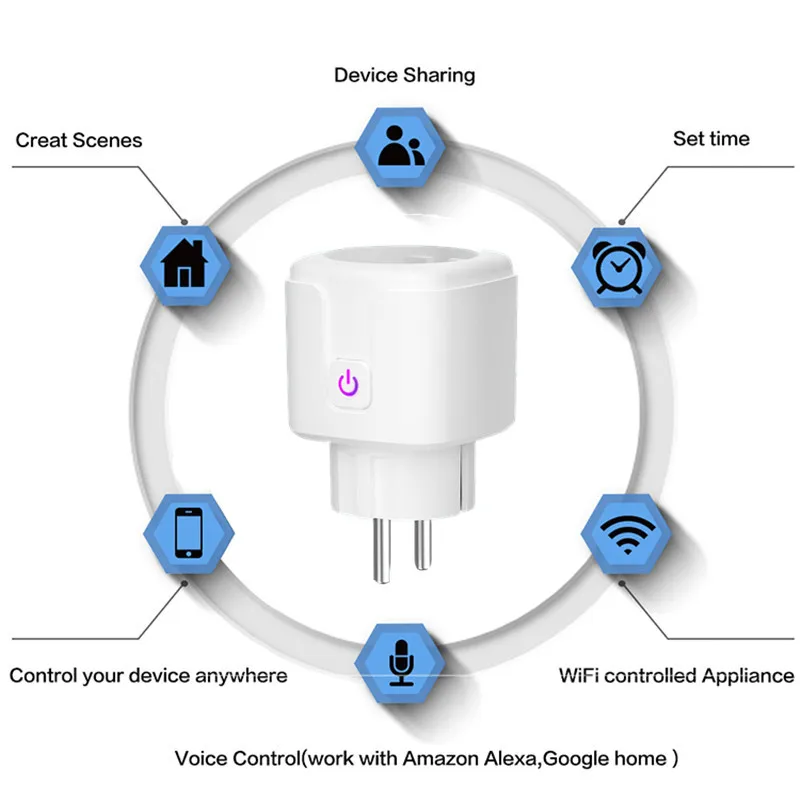 WiFi Smart Wireless Plug ES, JAV, JK, Adapteris, Nuotolinio Valdymo Balsu Elektros Energijos Monitorius Lizdo Laikmatis Lizdas Alexa 