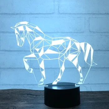 7colors Pasikeitė 3D Naktį Šviesos Mirksi Gyvūnų Formos Led lampada USB Įkrauti Apdailos Miegamasis Arklių Lempos Kalėdų Dovana