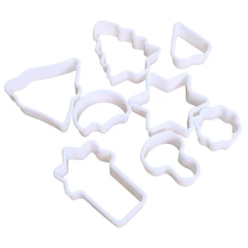 8Pcs Plastiko Cookie Cutters Multi-Dydis Sausainių Pjoviklių Rinkinys Kepimo Skardas Mini Geometrinių Formų Cookie Cutters Konditerijos Įrankis
