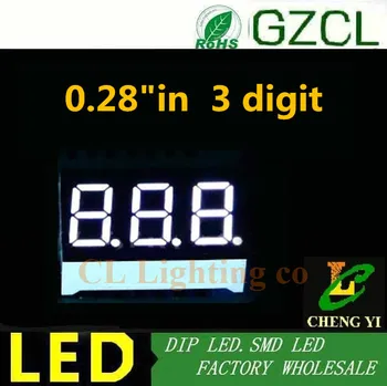 Balta 3 Bitų 0.28 colių Skaitmeninis Vamzdžio LED Šviesos 7 Segmentų Ekranas 22.6*10*6.1 mm Nixie vamzdis bendro katodo