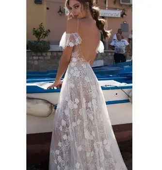 Bohemijos Balta Nėrinių Suknelė Seksualus Paplūdimio Elegantiškos Suknelės Moterims Maxi Vestuves Suknelė Vasarą Ilgai 2021 Vestidos