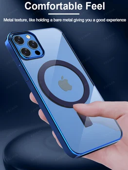 FAYAHA Originalus Magnetinis Skaidrios Magnetinės TPU Case For iPhone 12 Pro Max Mini Atveju Magsafe Belaidžio Įkrovimo Telefono dėklas