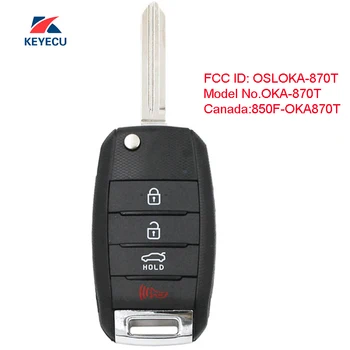 KEYECU Pakeitimo Apversti Nuotolinio Automobilio Raktas Fob 3+1 Mygtuką, Kia Forte 2013 - 2016 FCC ID: OSLOKA-870T Modelio Nr.OKA-870T