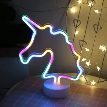 Led Vienaragis Neon Požymiai Šviesos Kalėdų Gyvenamasis Kambarys Miegamasis Naktiniai staleliai, lempa Spalvinga Dekoro Patalpų Stalo Lempa Baterija