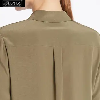 LilySilk 100 Šilko Marškinėliai Palaidinė Moterims Pagrindinių Kinijos ilgomis Rankovėmis Elegantiškas Lengvas Raukšlių atsparus Ponios Aukštos Kokybės