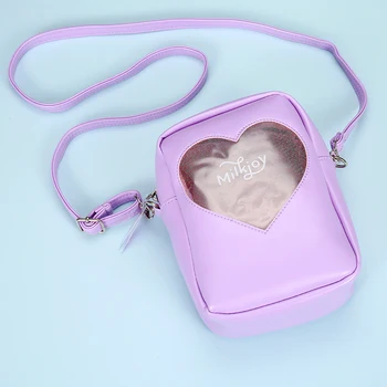 Manglad Mados Tendencija Širdies Krepšys Kosmetikos krepšys Kryžius Body Bag Holograma PVC Minkšta Pečių Krepšiai Bentoy Moterų Rankinės