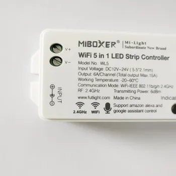 MiBoxer WL5 5 1 LED WIFI Valdiklis RGB RGBW RGB BMT Vienos spalvos led juostelės šviesos Alexa Balso phone 