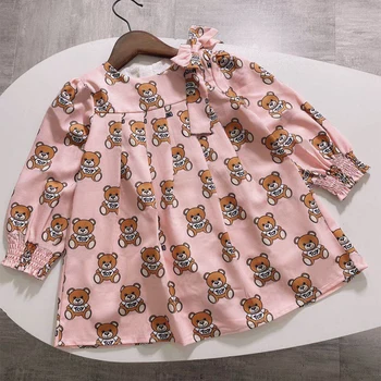 Nauja vasaros Mados prekės ženklo animacinių filmų laiško stiliaus vaikams mergina drabužius ilgomis rankovėmis padengti spausdinimo suknelė baby girl princesė dress 2-8 metų