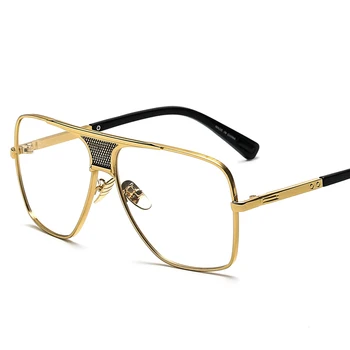 Peekaboo nauja 2016 steampunk aikštė akiniai nuo saulės vyrams flat top metalo aukso europos american retro saulės akiniai prabanga vyras