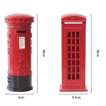 Pinigų Dėžės Derliaus Kaustytomis Geležies Raudonasis Britų Telefono Būdelė Pašto Vaikų Sutaupyti Pinigų Bakas Mergina, Dovanų Dekoravimas Ornamentais