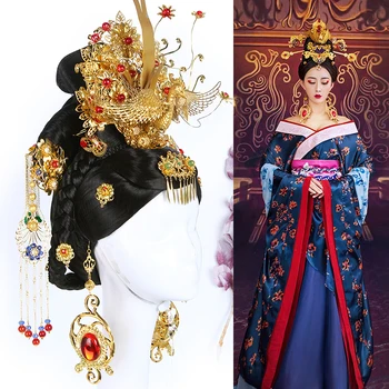 Tang Dinastijos Princesė Imperatorienė Plaukų perukų ir Plaukų Priedų TV Plat Gong Xin Bį