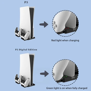 Už PS5 Stovėti 2 in 1 Žaidimų Konsolės Vertikalus Stovas Parama Playstation 5 PS5/PS5, Skaitmeninės Versijos Dual Controller Stendas