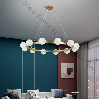 Šiuolaikinės kūrybos stiklo kamuolys aukso žiedas LED šviestuvai Šiaurės šalių namų patalpų kambarį Sieniniai šviestuvai miegamajame studijų kabo lempa