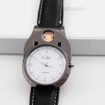 Žiūrėti Vyrų Lengvesni laikrodžiai sprot kvarco writewatch USB Įkrovimo karinės Atsitiktinis vyrų laikrodis Flameless Cigarečių Degiklio F888
